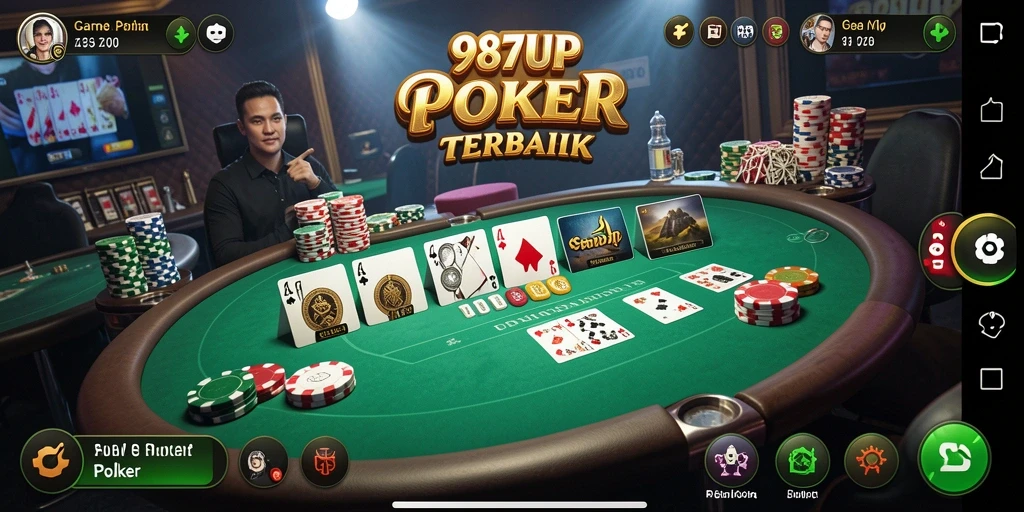 Tampilan gameplay menarik dalam 987UP yang menampilkan aksi Poker.