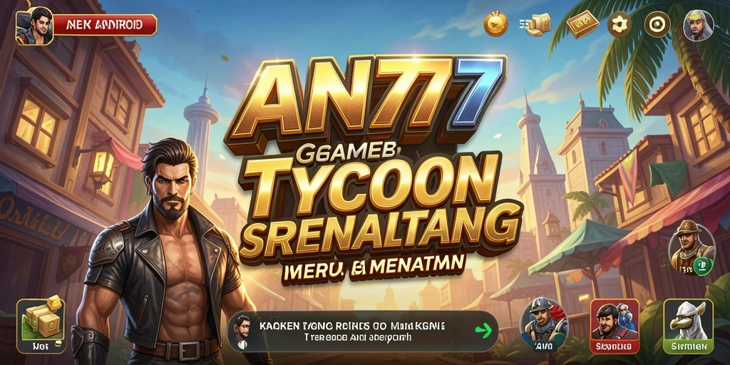 Screenshot AN777 menampilkan gameplay seru saat membangun kerajaan bisnis.