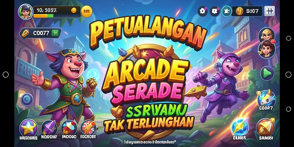 Tangkapan layar utama C0077 menampilkan gameplay seru Arcade.