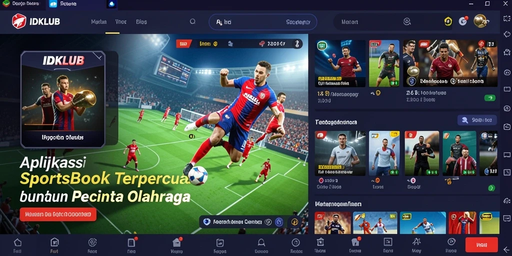 Tampilan utama IDKLUB menampilkan taruhan olahraga yang menarik dan interaktif.
